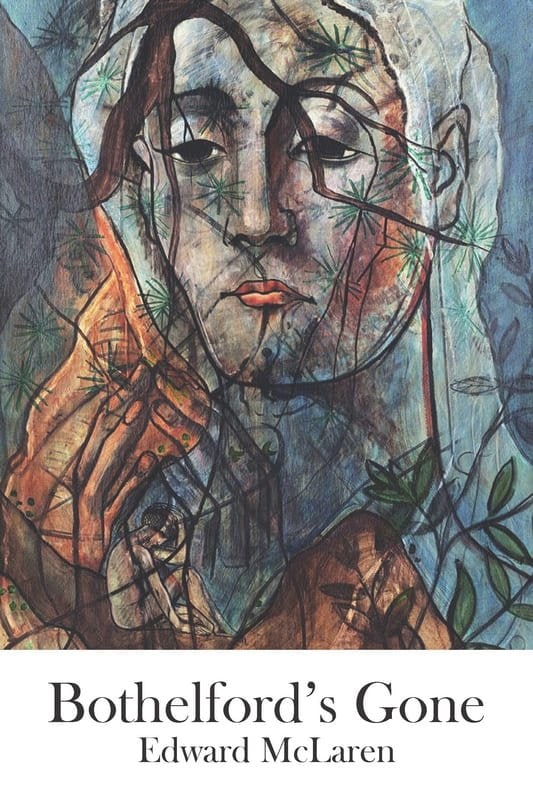 Abstract portrait of a woman with flowing hair and expressive features, blending natural elements and artistic brushstrokes.